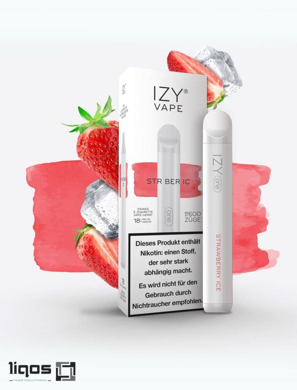 پاد یک بار مصرف 600 پاف ایزی توت فرنگی یخ IZY-IZY-vape-strawberry-ice