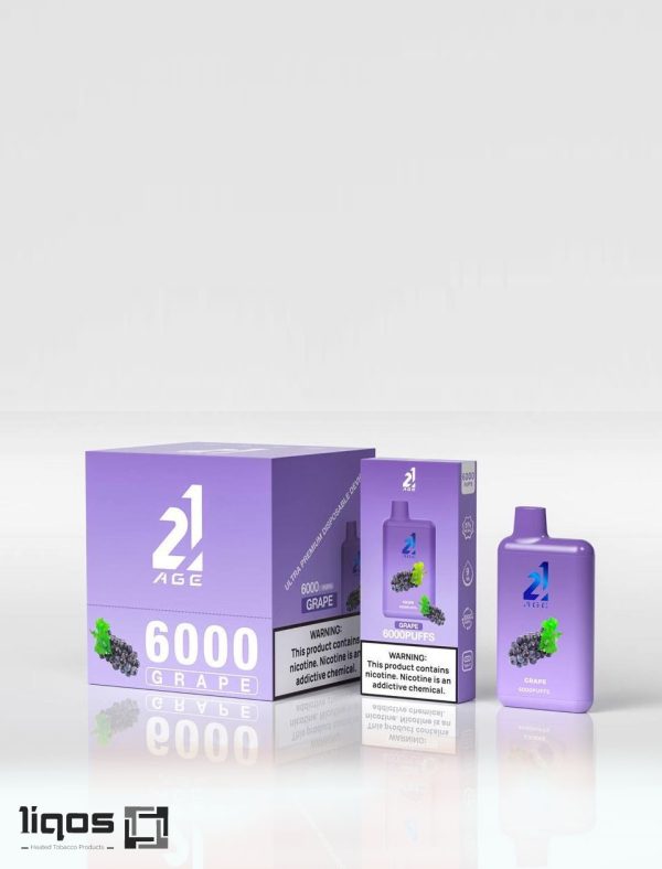 پاد یک بار مصرف 6000 پاف 21ایجPod-6000-puff-21Age-grape